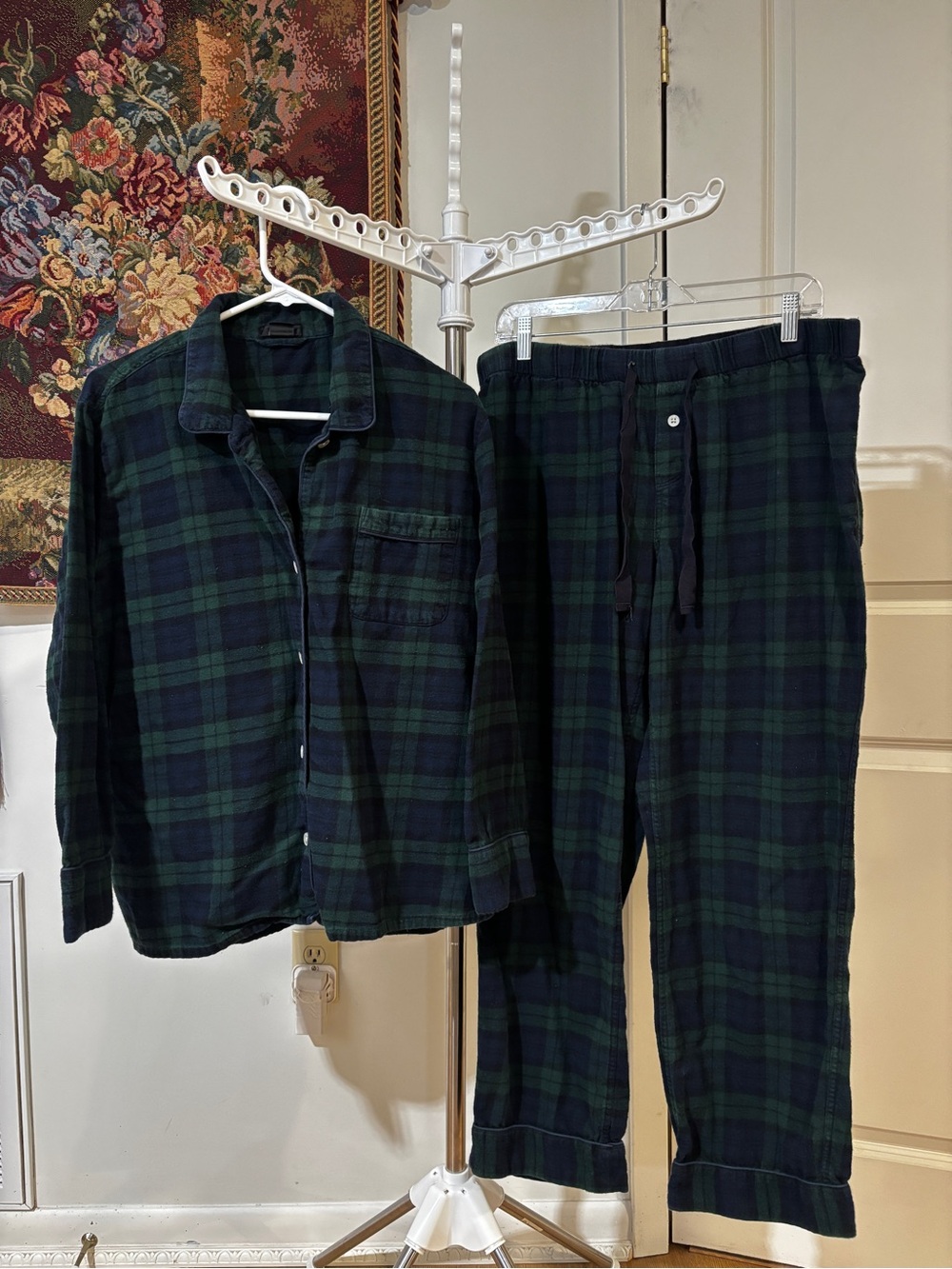 J.Crew Black Watch Tartan 100% Cotton Flannel Pajama Set XL